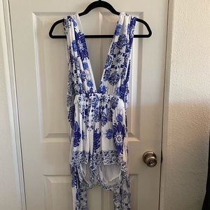 LF MULTI WRAP ROMPER BLUE AND WHITE